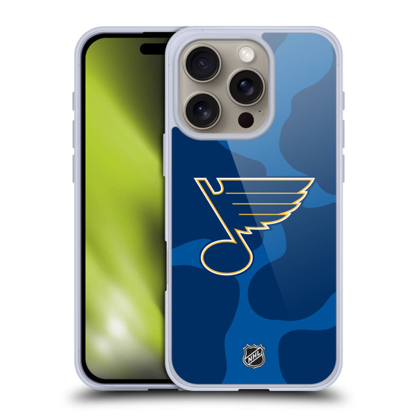 NHL St Louis Blues Cow Pattern Soft Gel Case for Apple iPhone 16 Pro