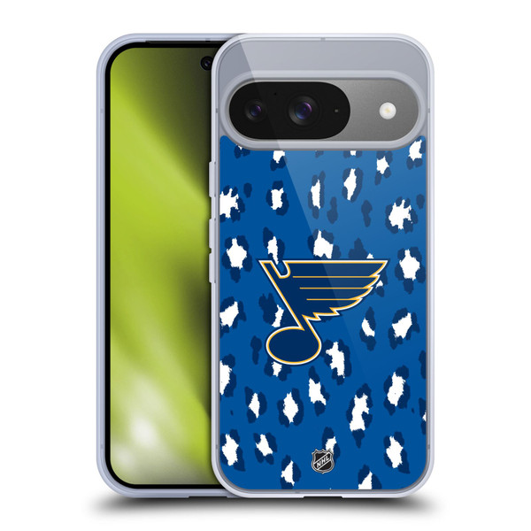 NHL St Louis Blues Leopard Pattern Soft Gel Case for Google Pixel 9 / Pixel 9 Pro