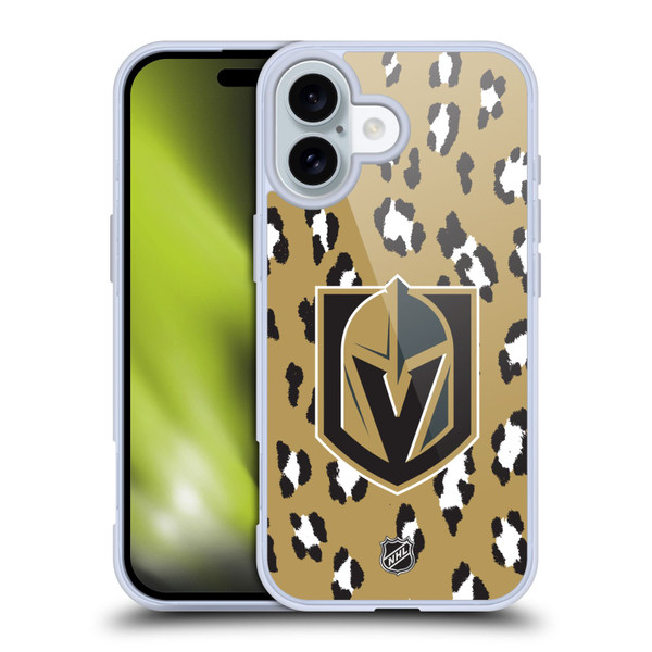 NHL Vegas Golden Knights Leopard Patten Soft Gel Case for Apple iPhone 16