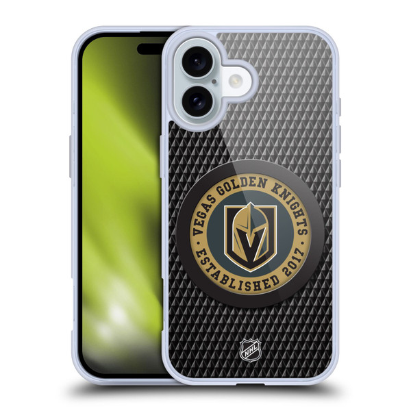 NHL Vegas Golden Knights Puck Texture Soft Gel Case for Apple iPhone 16