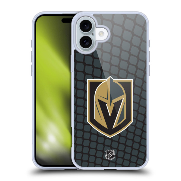 NHL Vegas Golden Knights Net Pattern Soft Gel Case for Apple iPhone 16 Plus