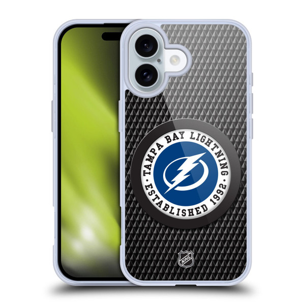 NHL Tampa Bay Lightning Puck Texture Soft Gel Case for Apple iPhone 16