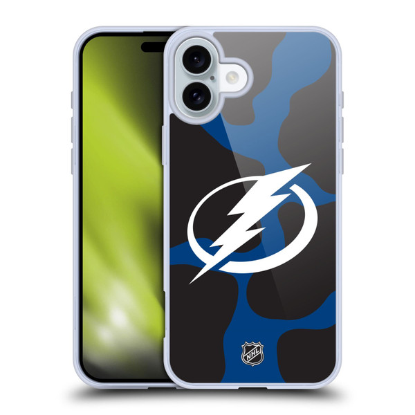 NHL Tampa Bay Lightning Cow Pattern Soft Gel Case for Apple iPhone 16 Plus