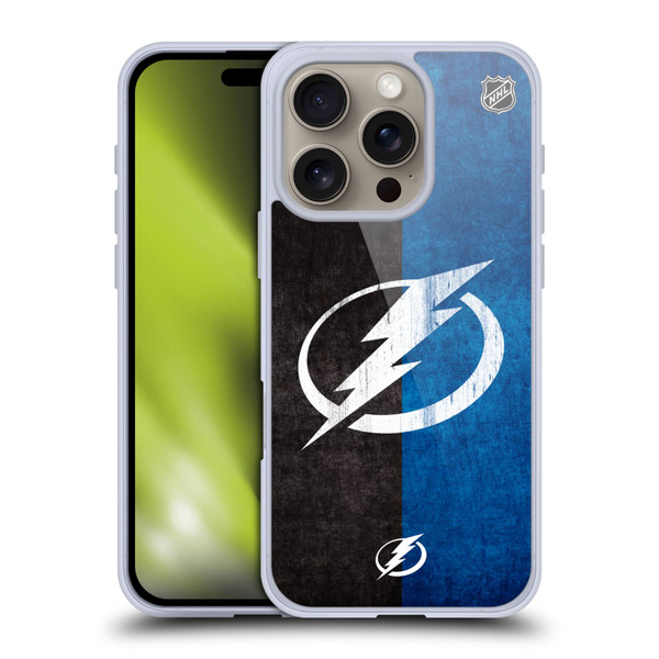 NHL Tampa Bay Lightning Half Distressed Soft Gel Case for Apple iPhone 16 Pro
