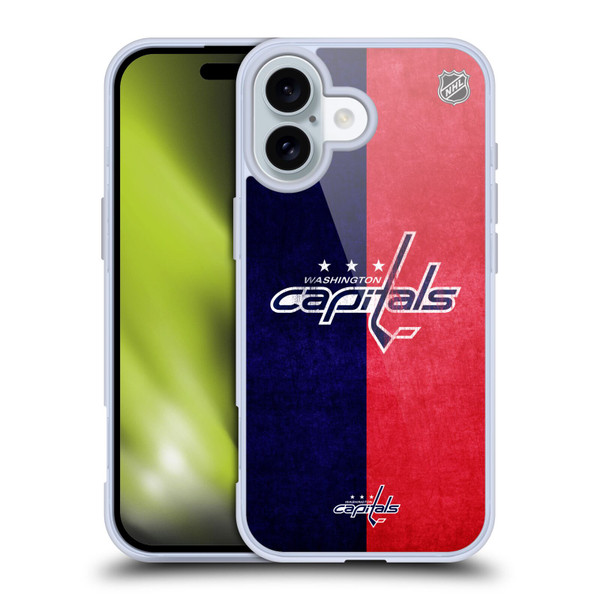 NHL Washington Capitals Half Distressed Soft Gel Case for Apple iPhone 16