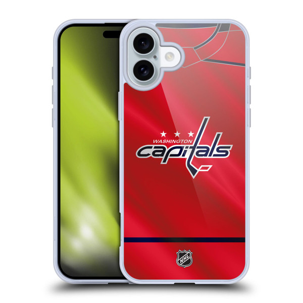 NHL Washington Capitals Jersey Soft Gel Case for Apple iPhone 16 Plus