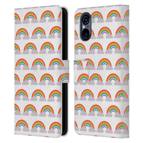 Pepino De Mar Rainbow Pattern Leather Book Wallet Case Cover For Sony Xperia 5 V 5G
