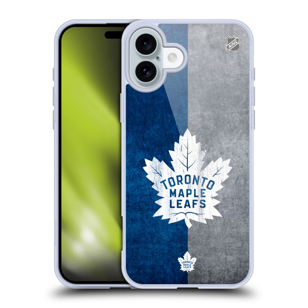 NHL Toronto Maple Leafs Half Distressed Soft Gel Case for Apple iPhone 16 Plus