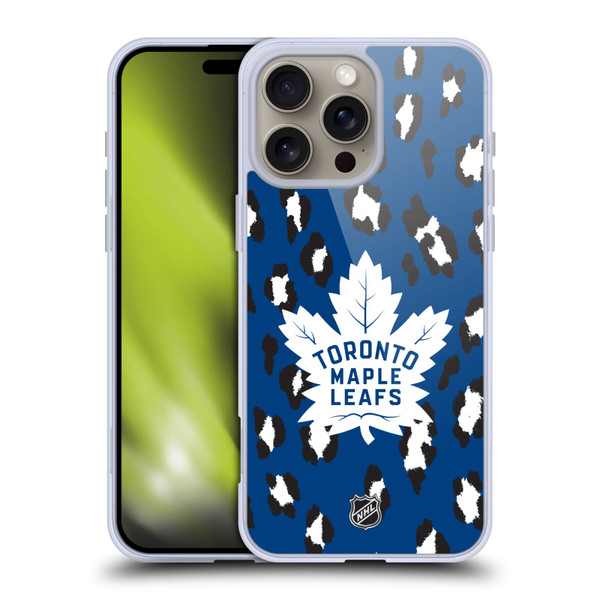 NHL Toronto Maple Leafs Leopard Patten Soft Gel Case for Apple iPhone 16 Pro Max