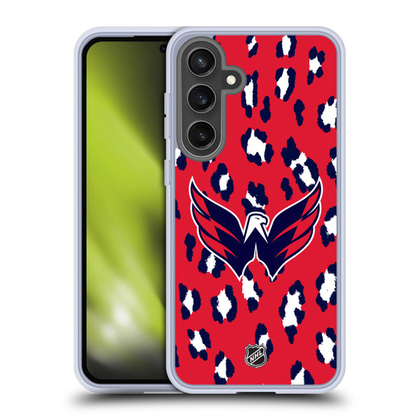 NHL Washington Capitals Leopard Pattern Soft Gel Case for Samsung Galaxy S24 FE