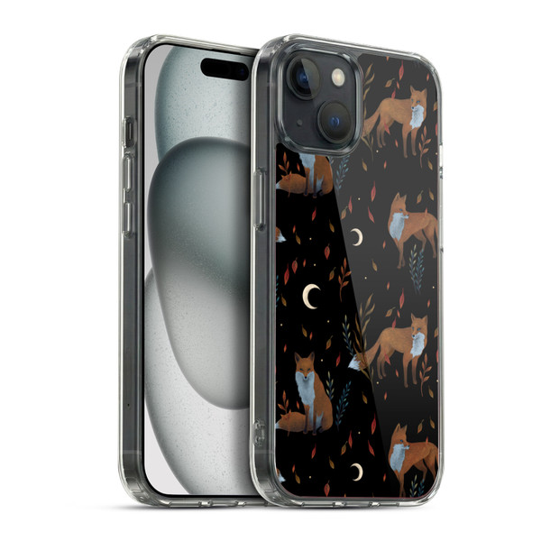 Episodic Drawing Art Foxes Pattern Soft Gel Case for Apple iPhone 15 Plus & MagSafe