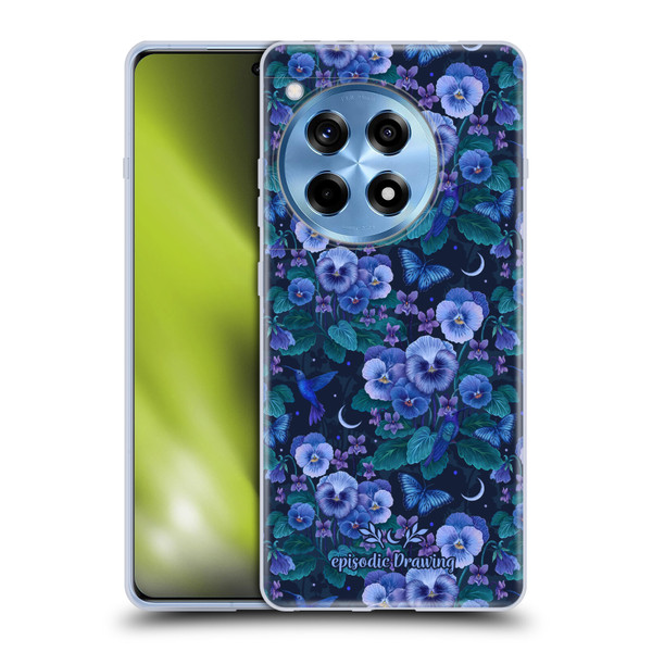 Episodic Drawing Florals & Serpents Violet Blue Flowers Soft Gel Case for OnePlus 12R