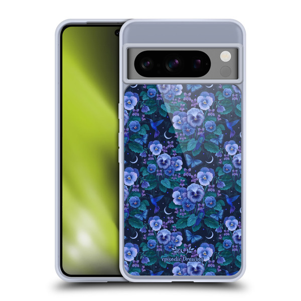 Episodic Drawing Florals & Serpents Violet Blue Flowers Soft Gel Case for Google Pixel 8 Pro