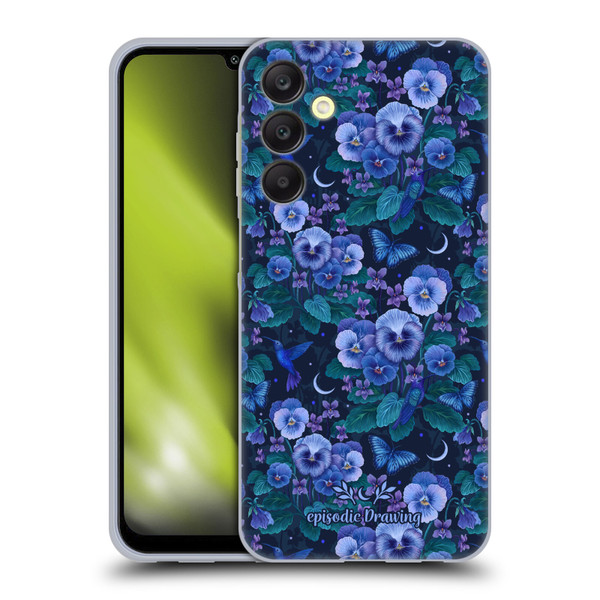 Episodic Drawing Florals & Serpents Violet Blue Flowers Soft Gel Case for Samsung Galaxy A25 5G