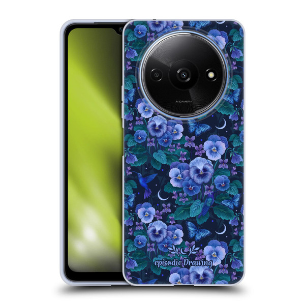 Episodic Drawing Florals & Serpents Violet Blue Flowers Soft Gel Case for Xiaomi Redmi A3