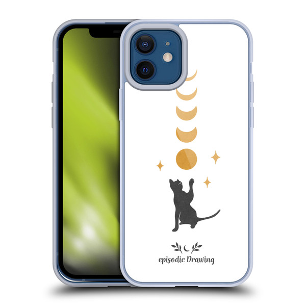 Episodic Drawing Mix Illustrations Cat And Moon Soft Gel Case for Apple iPhone 12 / iPhone 12 Pro
