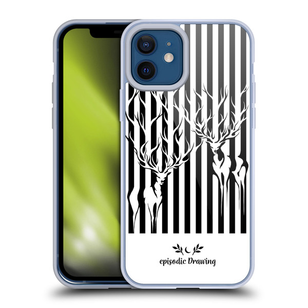 Episodic Drawing Mix Illustrations Deers In Stripes Soft Gel Case for Apple iPhone 12 / iPhone 12 Pro