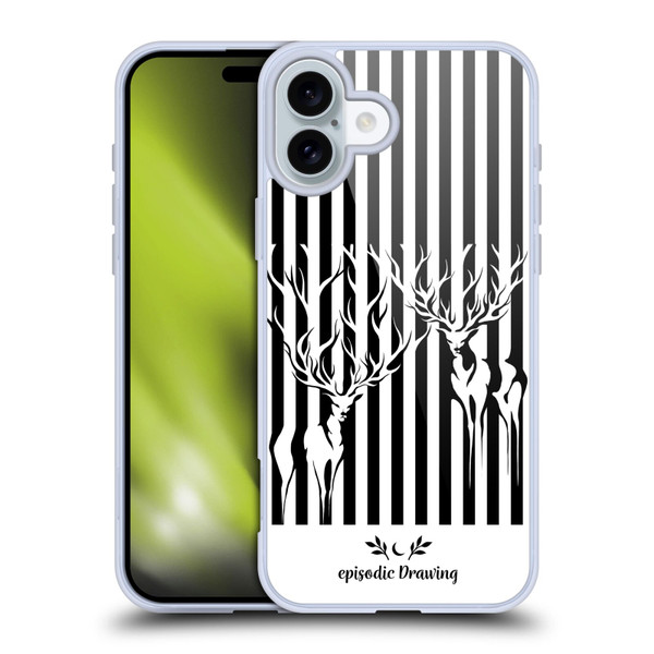 Episodic Drawing Mix Illustrations Deers In Stripes Soft Gel Case for Apple iPhone 16 Plus