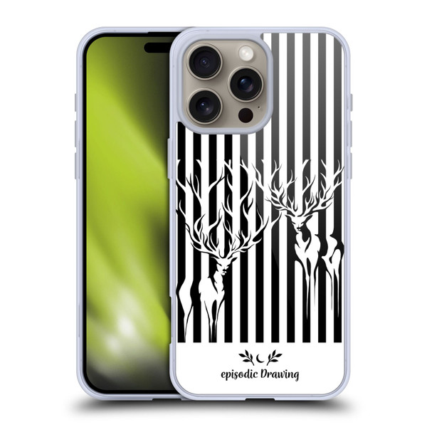 Episodic Drawing Mix Illustrations Deers In Stripes Soft Gel Case for Apple iPhone 16 Pro Max