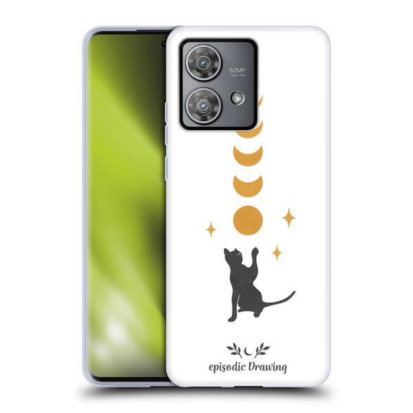 Episodic Drawing Mix Illustrations Cat And Moon Soft Gel Case for Motorola Edge 40 Neo 5G