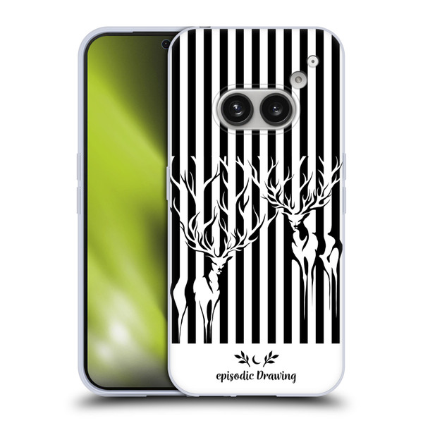 Episodic Drawing Mix Illustrations Deers In Stripes Soft Gel Case for Nothing Phone (2a)