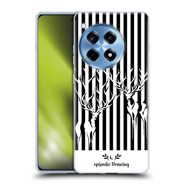Episodic Drawing Mix Illustrations Deers In Stripes Soft Gel Case for OnePlus 12R