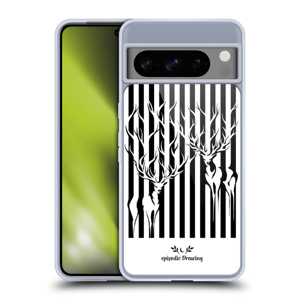 Episodic Drawing Mix Illustrations Deers In Stripes Soft Gel Case for Google Pixel 8 Pro