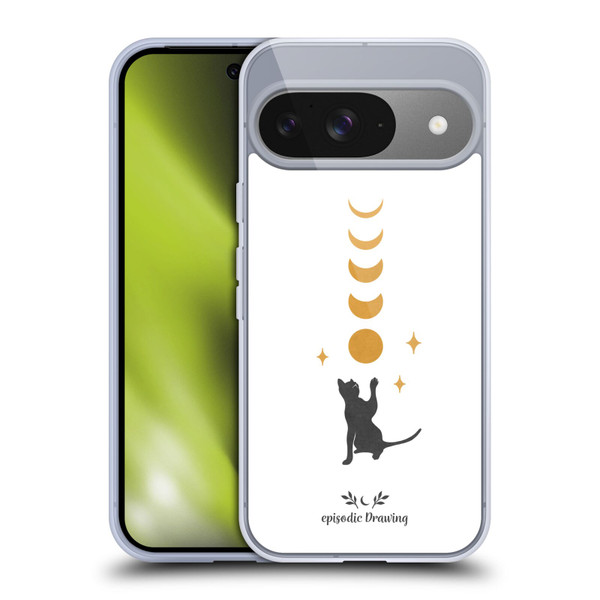 Episodic Drawing Mix Illustrations Cat And Moon Soft Gel Case for Google Pixel 9 / Pixel 9 Pro