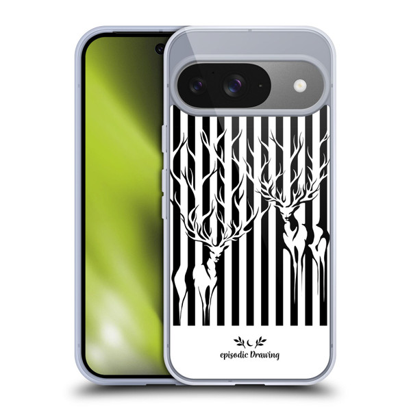 Episodic Drawing Mix Illustrations Deers In Stripes Soft Gel Case for Google Pixel 9 / Pixel 9 Pro