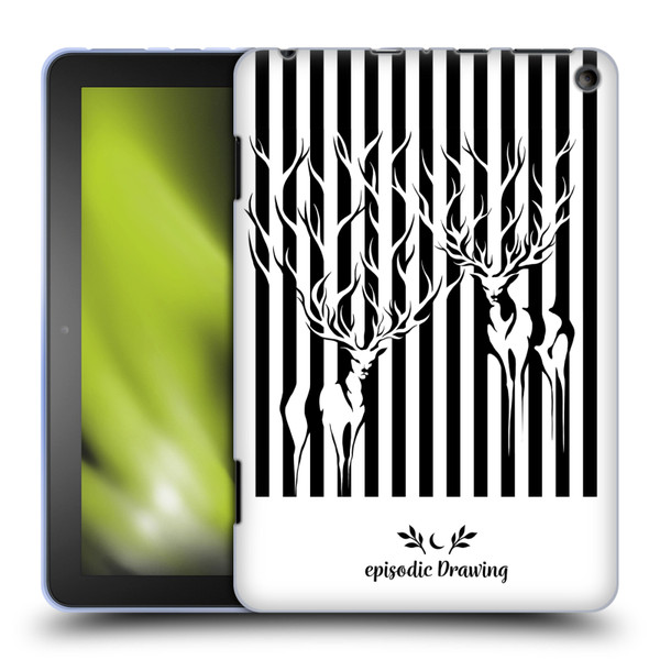Episodic Drawing Mix Illustrations Deers In Stripes Soft Gel Case for Amazon Fire HD 8/Fire HD 8 Plus 2020