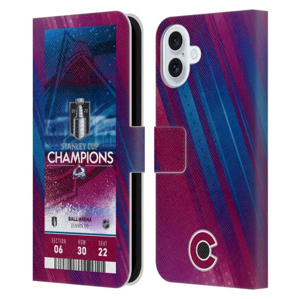 NHL 2022 Stanley Cup Champions Colorado Avalanche Ticket Leather Book Wallet Case Cover For Apple iPhone 16 Plus