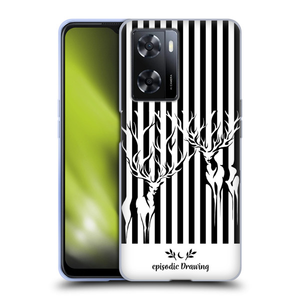 Episodic Drawing Mix Illustrations Deers In Stripes Soft Gel Case for OPPO A57s