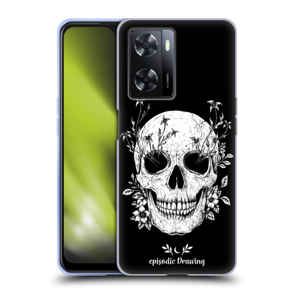 Episodic Drawing Mix Illustrations Floral Skull Soft Gel Case for OPPO A57s