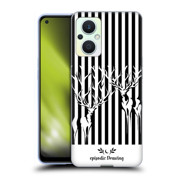Episodic Drawing Mix Illustrations Deers In Stripes Soft Gel Case for OPPO Reno8 Lite