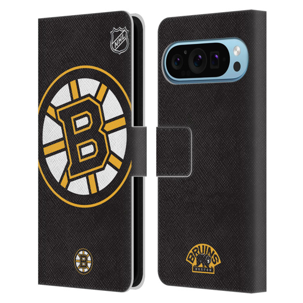 NHL Boston Bruins Oversized Leather Book Wallet Case Cover For Google Pixel 9 / Pixel 9 Pro