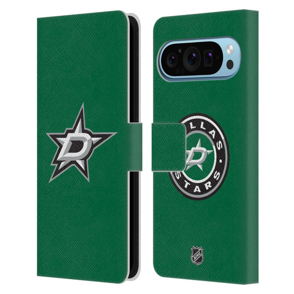 NHL Dallas Stars Plain Leather Book Wallet Case Cover For Google Pixel 9 / Pixel 9 Pro