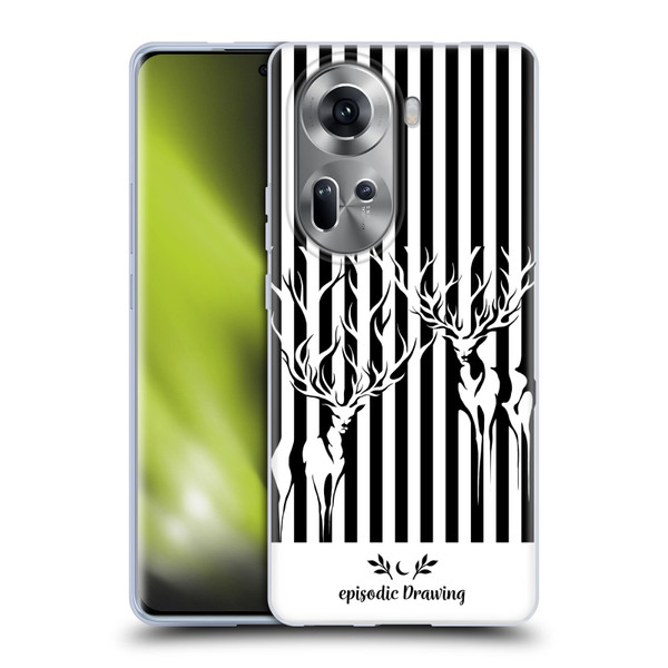 Episodic Drawing Mix Illustrations Deers In Stripes Soft Gel Case for OPPO Reno11
