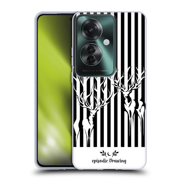Episodic Drawing Mix Illustrations Deers In Stripes Soft Gel Case for OPPO Reno11 F 5G / F25 Pro 5G
