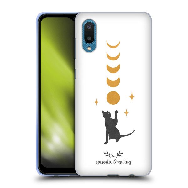 Episodic Drawing Mix Illustrations Cat And Moon Soft Gel Case for Samsung Galaxy A02/M02 (2021)