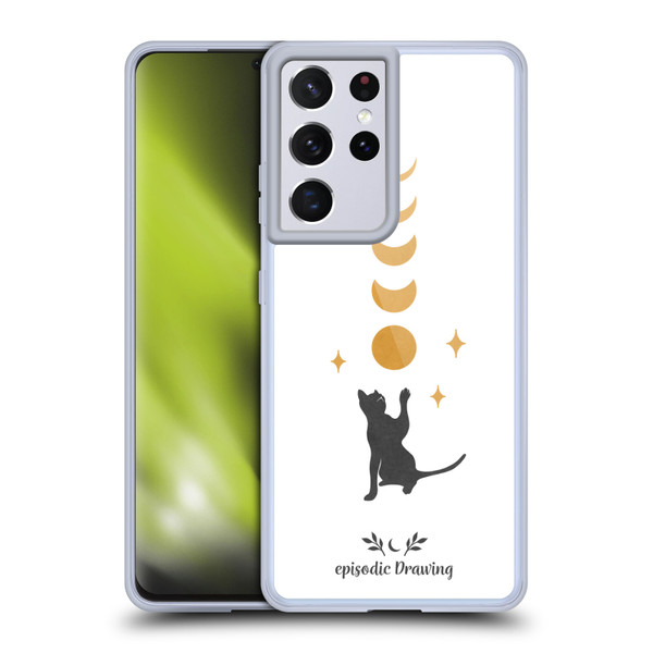 Episodic Drawing Mix Illustrations Cat And Moon Soft Gel Case for Samsung Galaxy S21 Ultra 5G