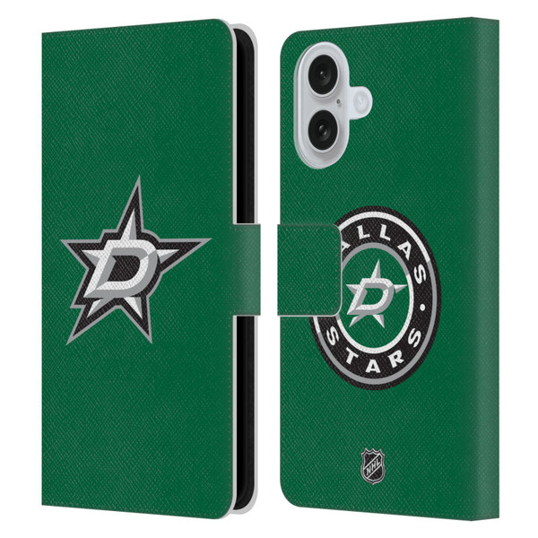 NHL Dallas Stars Plain Leather Book Wallet Case Cover For Apple iPhone 16