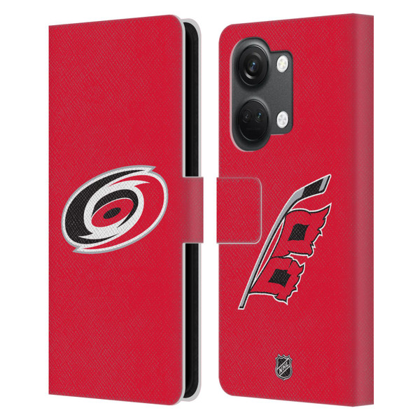 NHL Carolina Hurricanes Plain Leather Book Wallet Case Cover For OnePlus Nord 3 5G