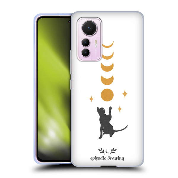 Episodic Drawing Mix Illustrations Cat And Moon Soft Gel Case for Xiaomi 12 Lite