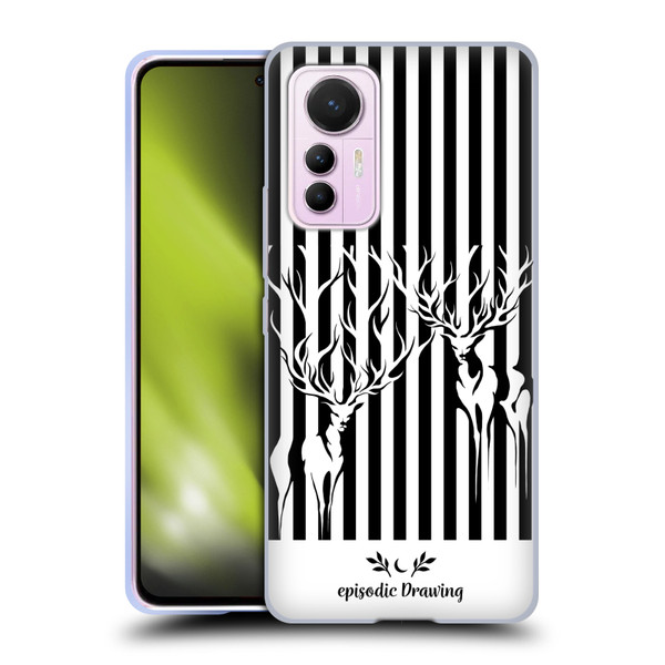 Episodic Drawing Mix Illustrations Deers In Stripes Soft Gel Case for Xiaomi 12 Lite