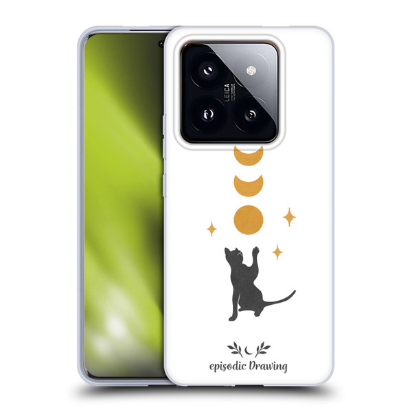 Episodic Drawing Mix Illustrations Cat And Moon Soft Gel Case for Xiaomi 14 Pro
