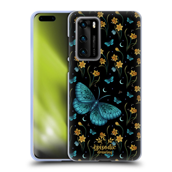 Episodic Drawing Moth Patterns Daffodil Flowers Soft Gel Case for Huawei P40 5G