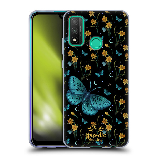 Episodic Drawing Moth Patterns Daffodil Flowers Soft Gel Case for Huawei P Smart (2020)