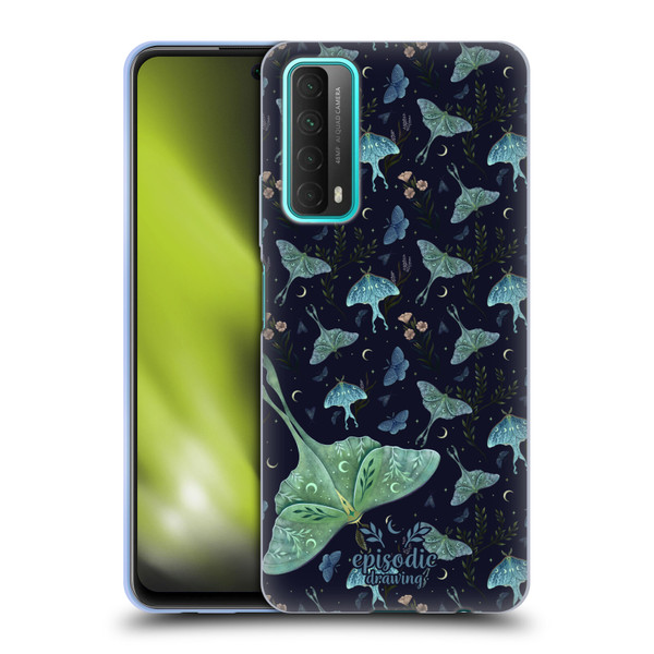 Episodic Drawing Moth Patterns Green Soft Gel Case for Huawei P Smart (2021)