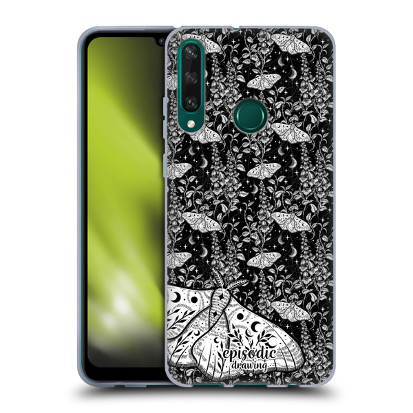 Episodic Drawing Moth Patterns White Soft Gel Case for Huawei Y6p