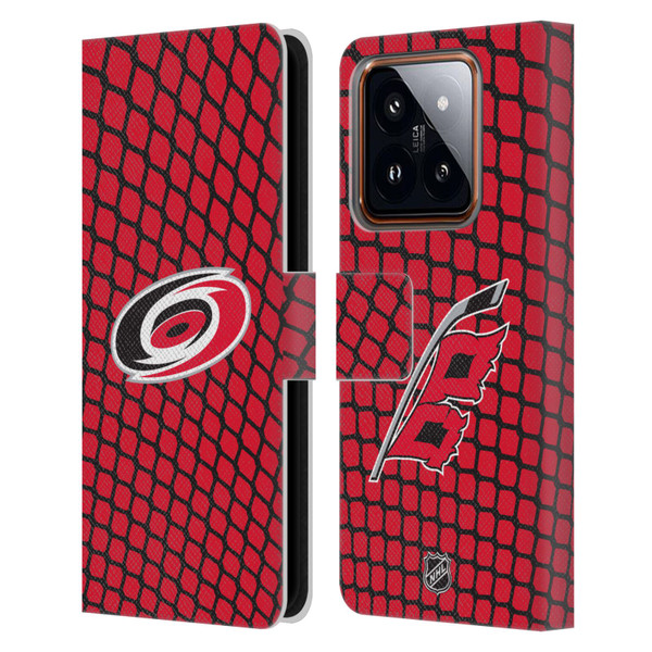 NHL Carolina Hurricanes Net Pattern Leather Book Wallet Case Cover For Xiaomi 14